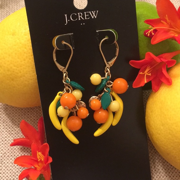 J. Crew Jewelry - J. Crew Fruit Drop Earrings Banana Oranges Factory